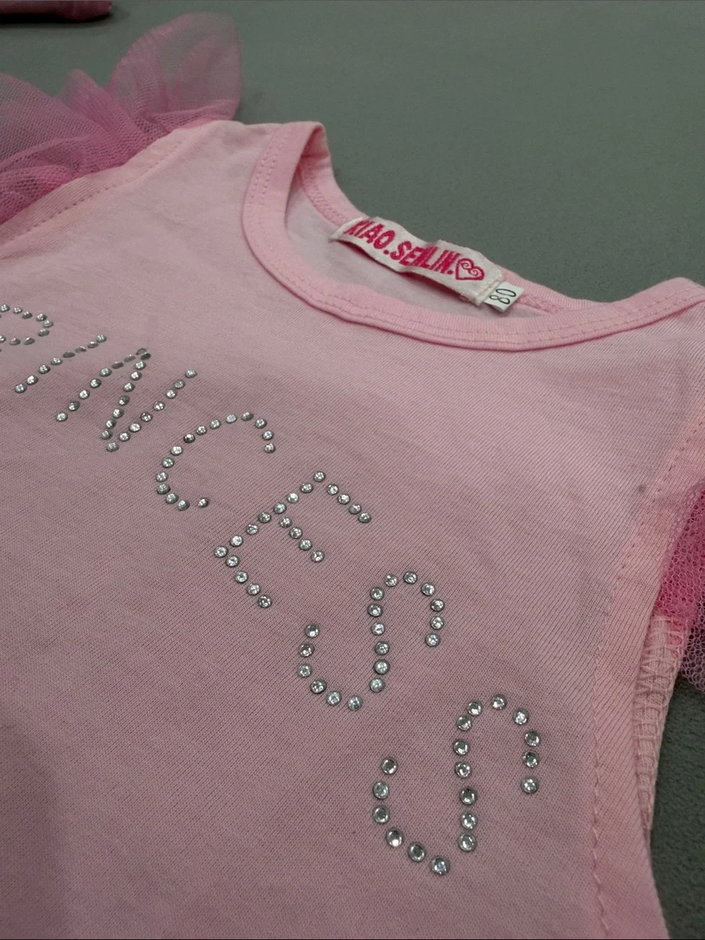 Pink Baby Tutu Bodysuit with 'PRINCESS' Rhinestones